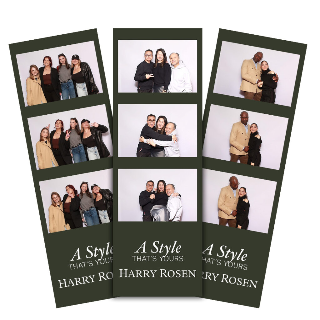 Branded corporate photo booth with custom backdrop