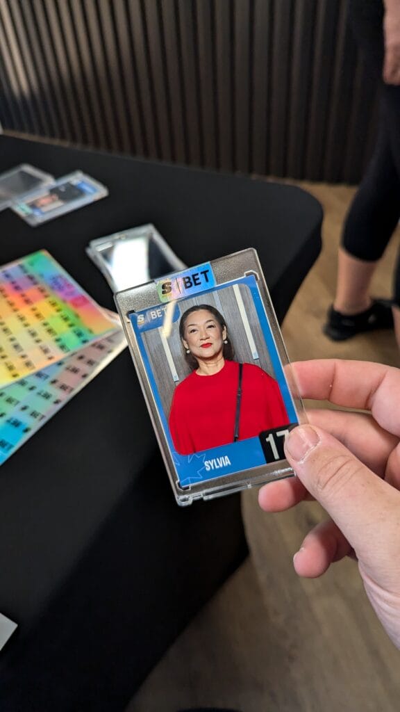 Custom theScore Bet branded trading card produced at the NFL Kickoff activation
