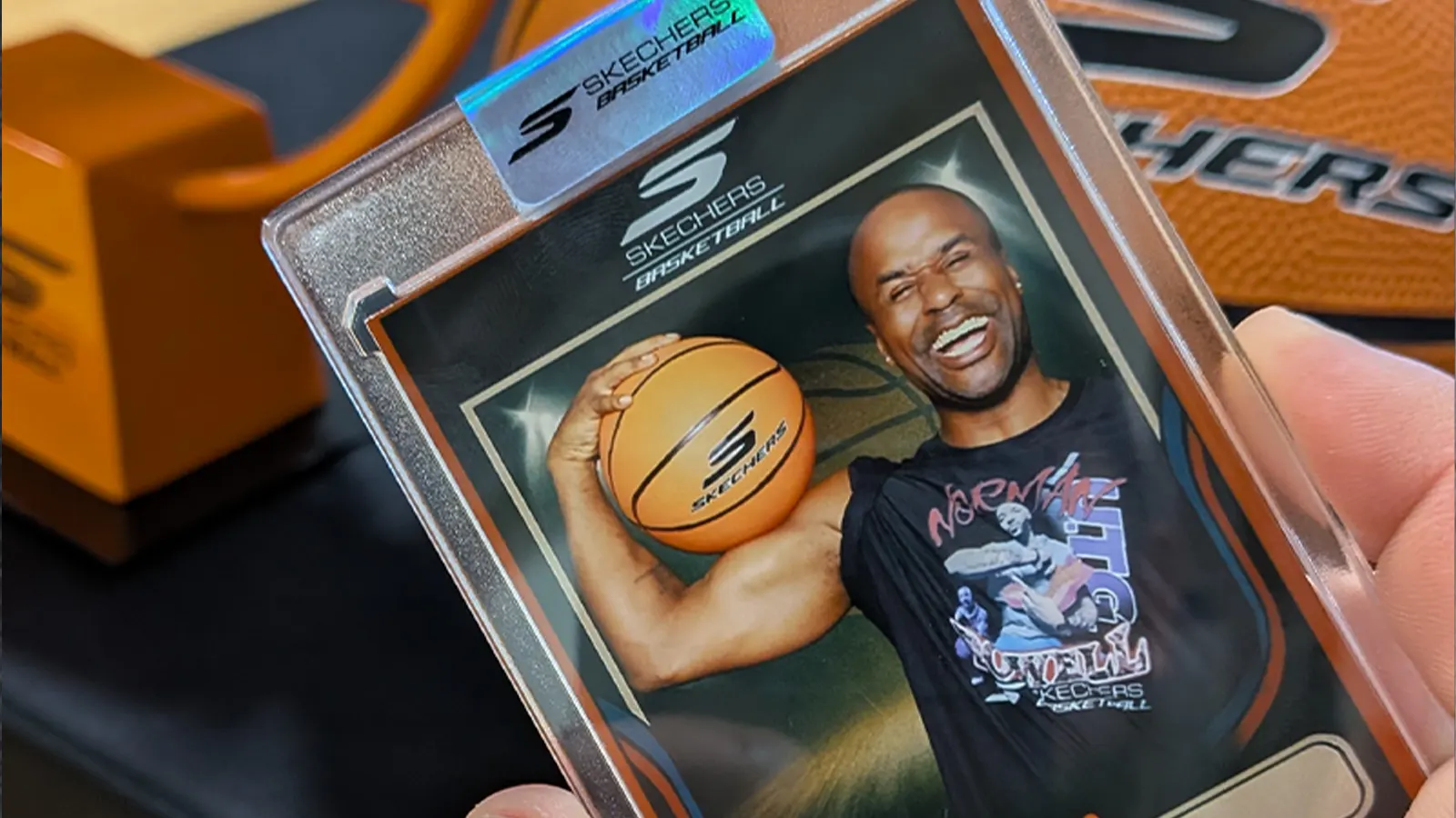 Basketball trading card photo booth at the Skechers Basketball shoe-release event