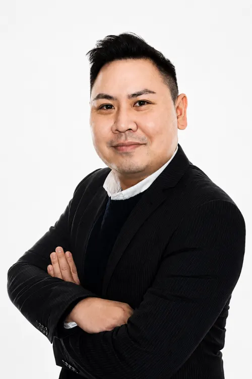 Professional headshot from a Booth Empire headshot station activation