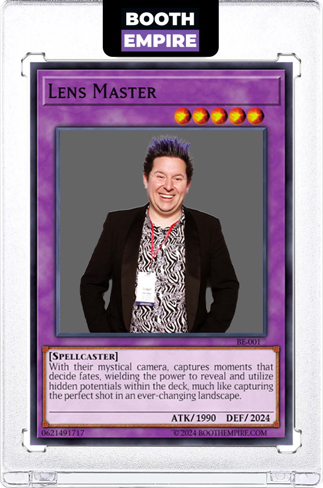 Standard Lens Master trading card photo before AI styling, printed by Booth Empire