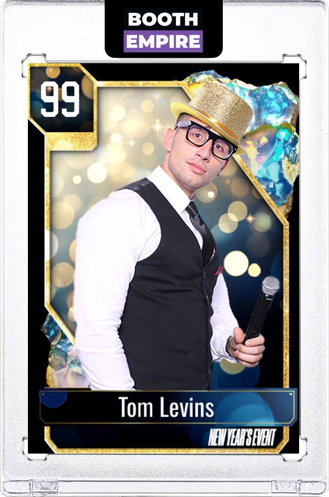 Standard New Year trading card photo before AI styling, printed by Booth Empire