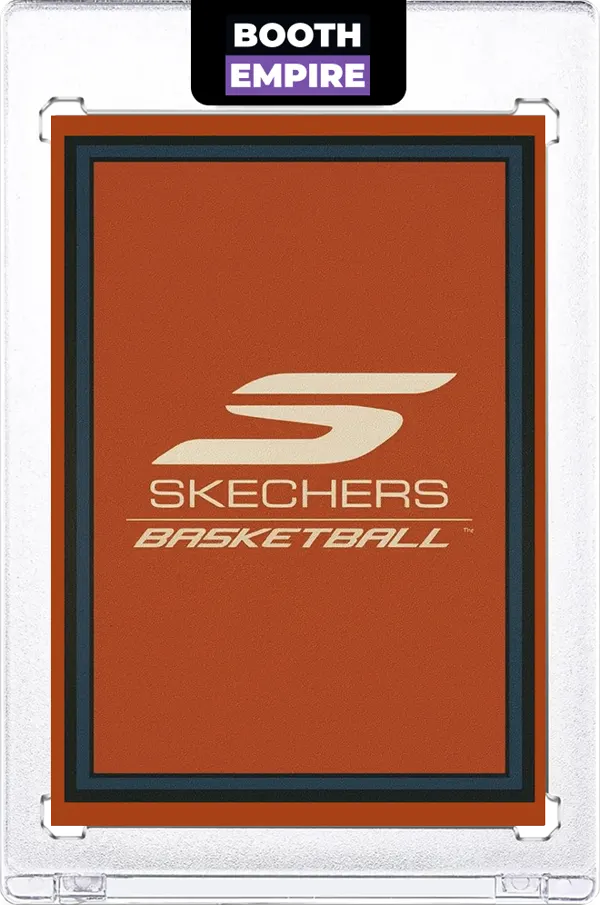 Back of a custom Skechers trading card by Booth Empire