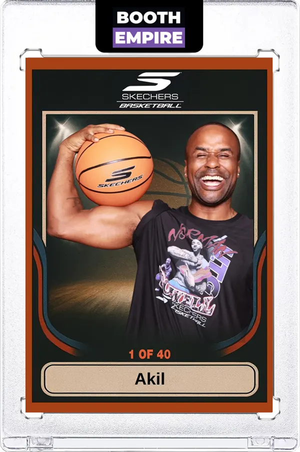 Front of a custom Skechers trading card by Booth Empire
